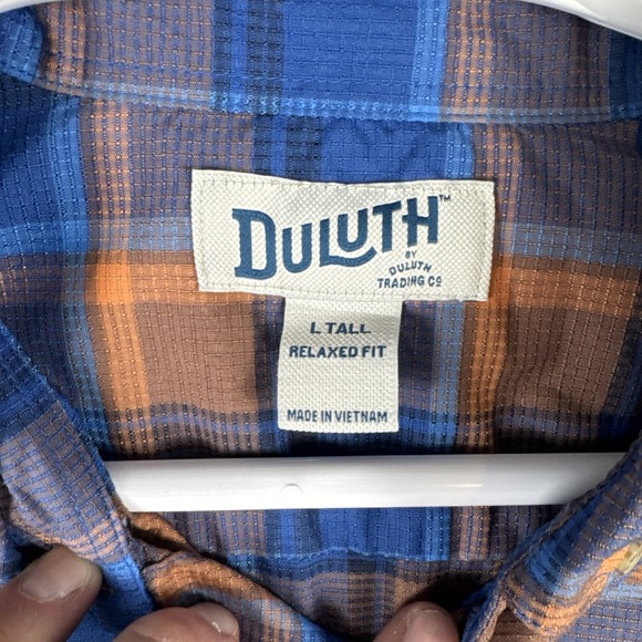 Duluth Trading Short Sleeve Button Up Camp Shirt Mens Large Tall Relaxed Fit - Picture 4 of 8